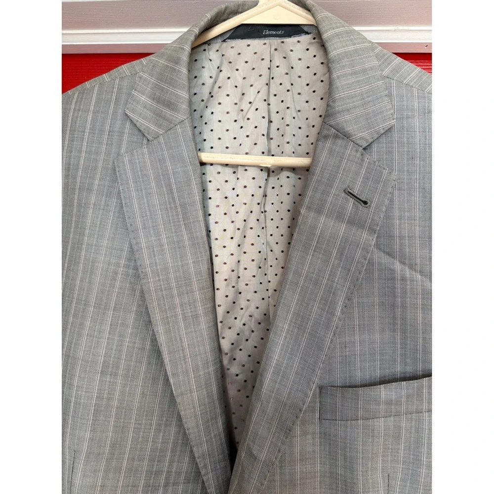 Zanetti Elements Mens Grey Pinstripe 100% Wool Blazer Jacket Size‎ 42L SOLE/DHO